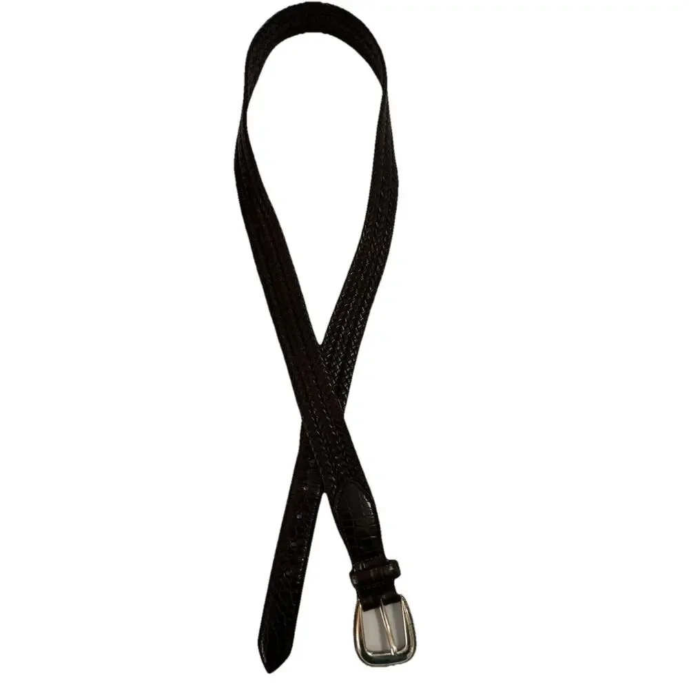 Brighton Genuine Leather Brown Braided‎ Women's Belt w Silver Buckle Size 36